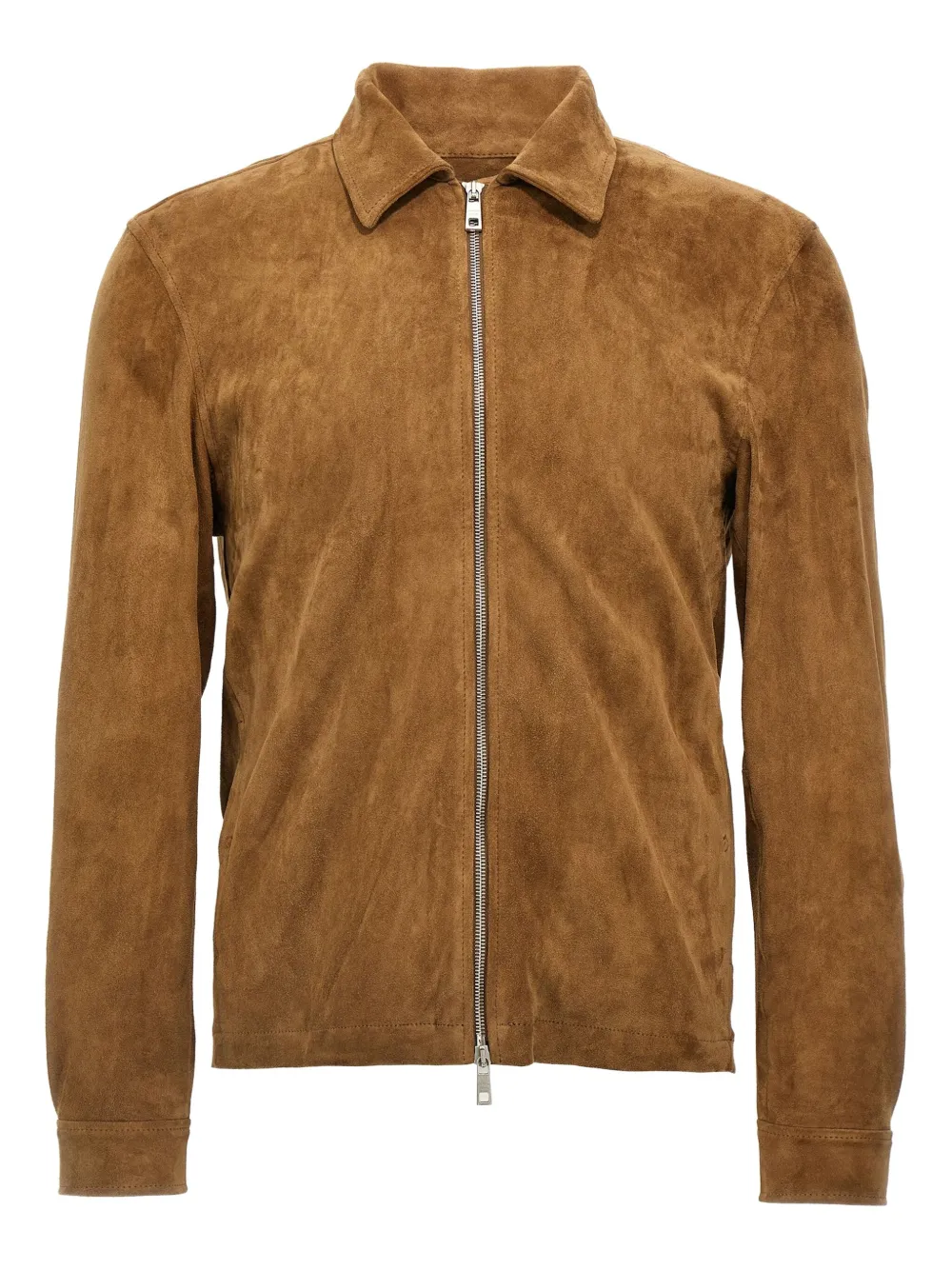 zip-front suede jacket