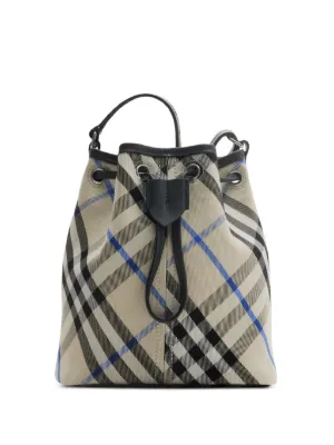 コロンとして可愛い◎【BURBERRY】ミニ チェック バケットバッグ ミニ チェック バケットバッグ (アーカイブベージュ／ブライアー