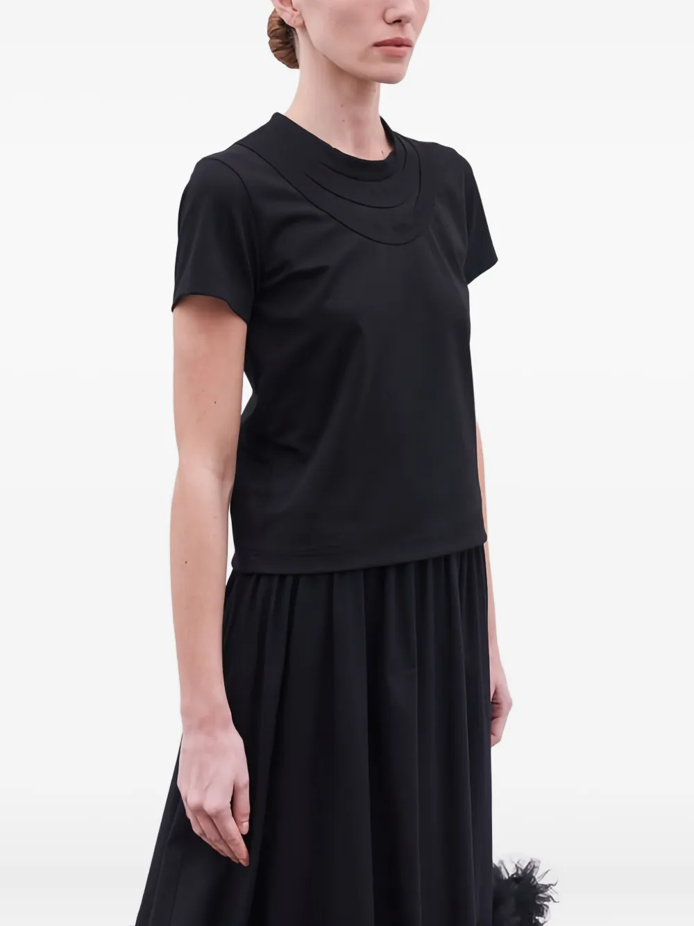 Noir Kei Ninomiya Layered-neckline T-shirt In Black
