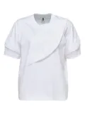 Noir Kei Ninomiya draped-panel short-sleeves top - White