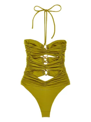 ビキニ ELISABETTA FRANCHI Women Swimsuit CS72B51E2DC6 GREEN Lycra swimsuit with printed logo | Elisabetta Franchi