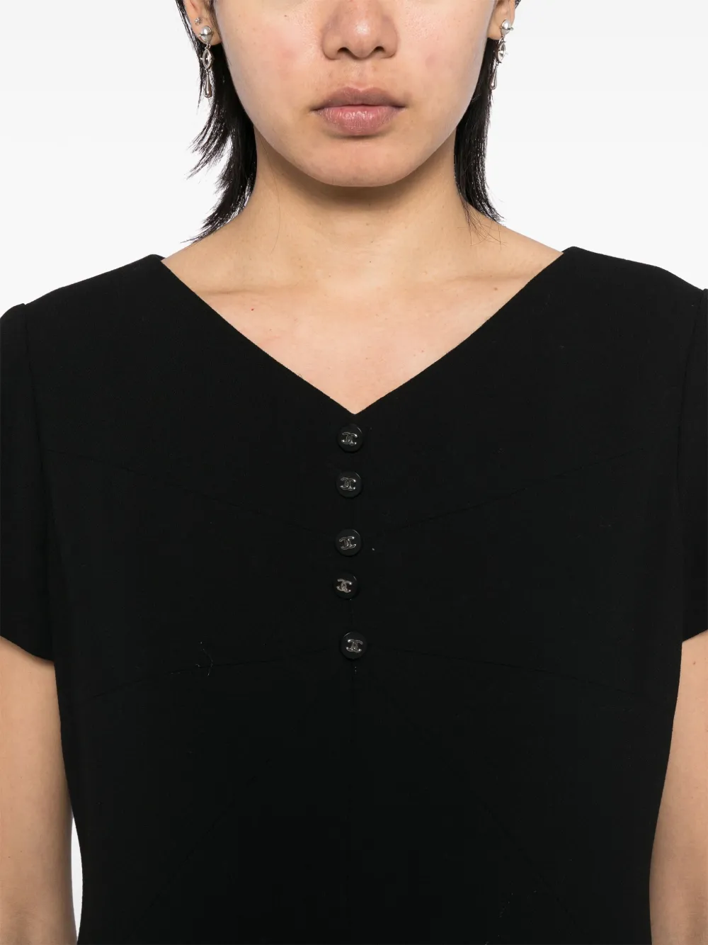 Pre-owned Chanel 1996 Short-sleeved Dress In Black