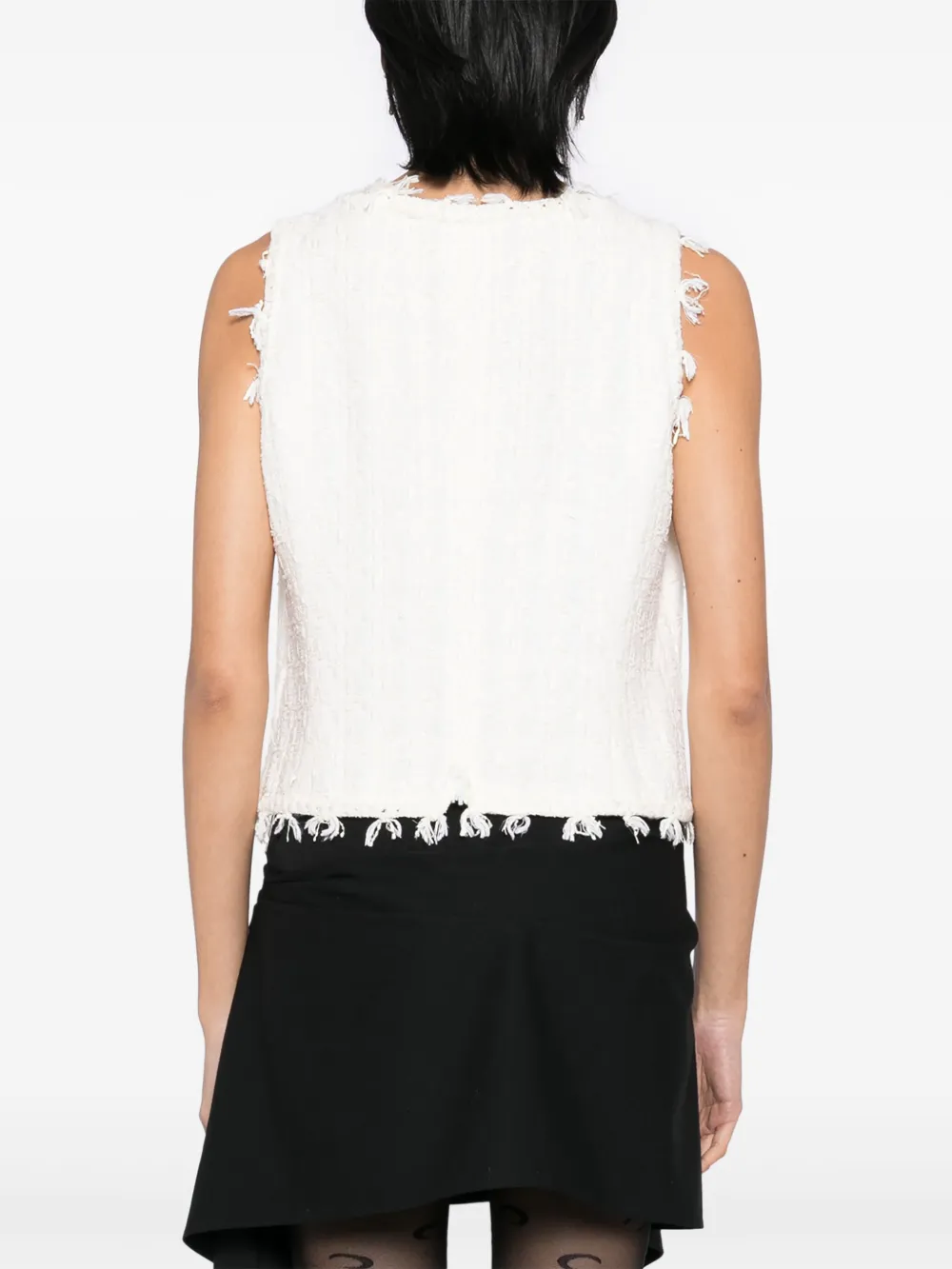 Pre-owned Chanel 2005 Tweed Tank Top In White