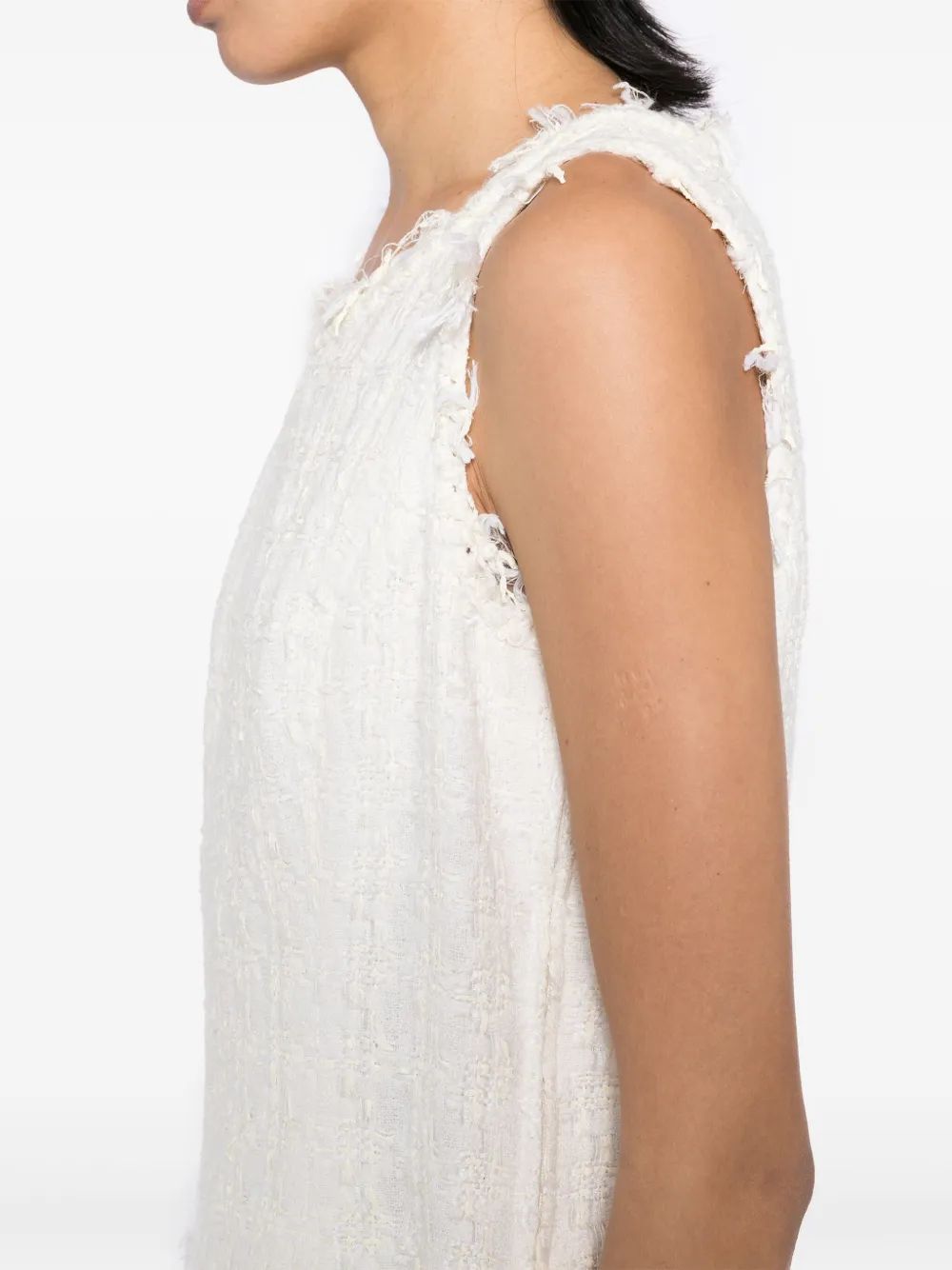 Pre-owned Chanel 2005 Tweed Tank Top In White