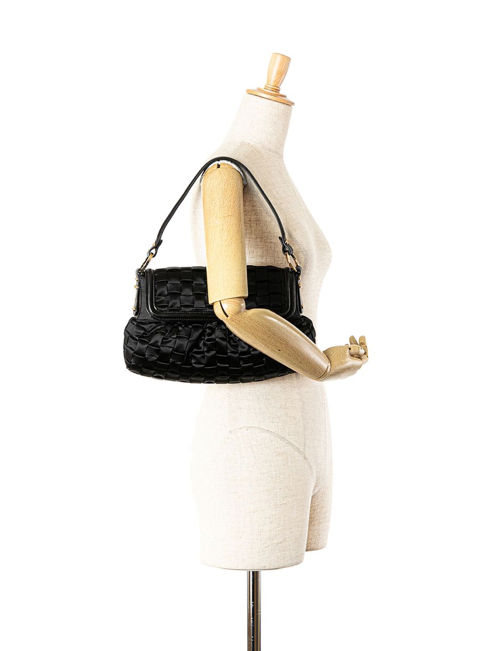 Fendi Pre-Owned 2010-2024 Woven Satin Chef Flap shoulder bag - Zwart