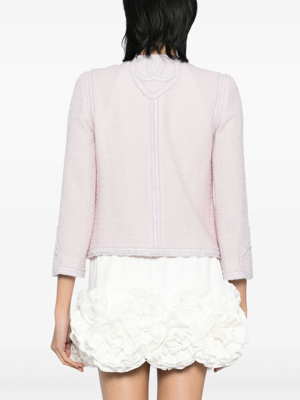 Pre-owned Chanel 2009 Collarless Single-breasted Jacket In Pink