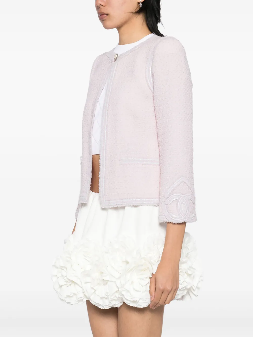 Pre-owned Chanel 2009 Collarless Single-breasted Jacket In Pink