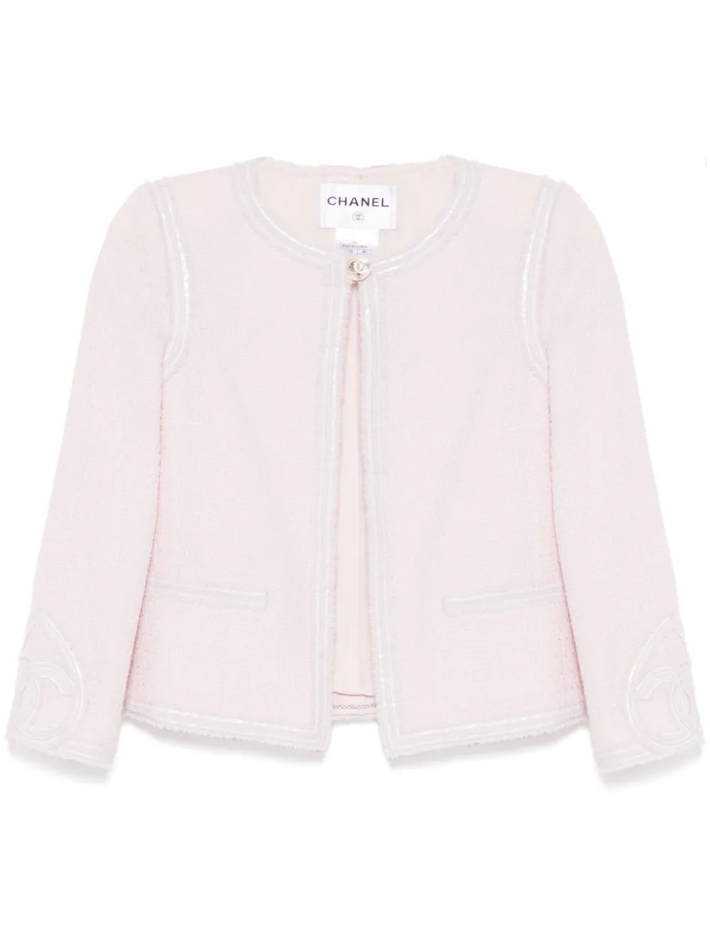 Pre-owned Chanel 2009 Collarless Single-breasted Jacket In Pink