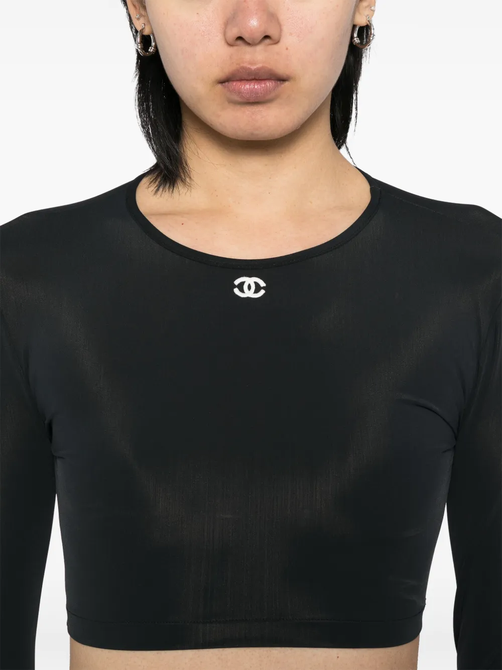 Pre-owned Chanel 1990-2000s Cropped Top In Black