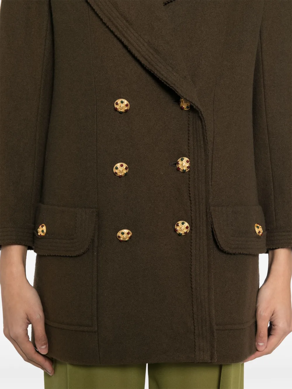 Pre-owned Chanel 1996 Doubl- Breasted Jacket In Brown