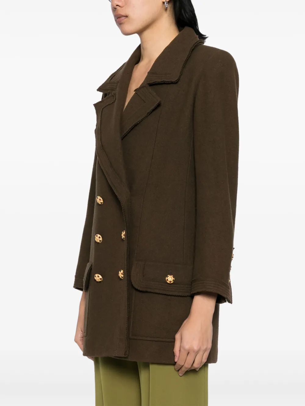 Pre-owned Chanel 1996 Doubl- Breasted Jacket In Brown