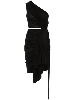 【Rick Owens】DRKSHDW フォグドレープコットンミニドレス Rick Owens DRKSHDW ドレープ ミニドレス | ホワイト | FARFETCH JP