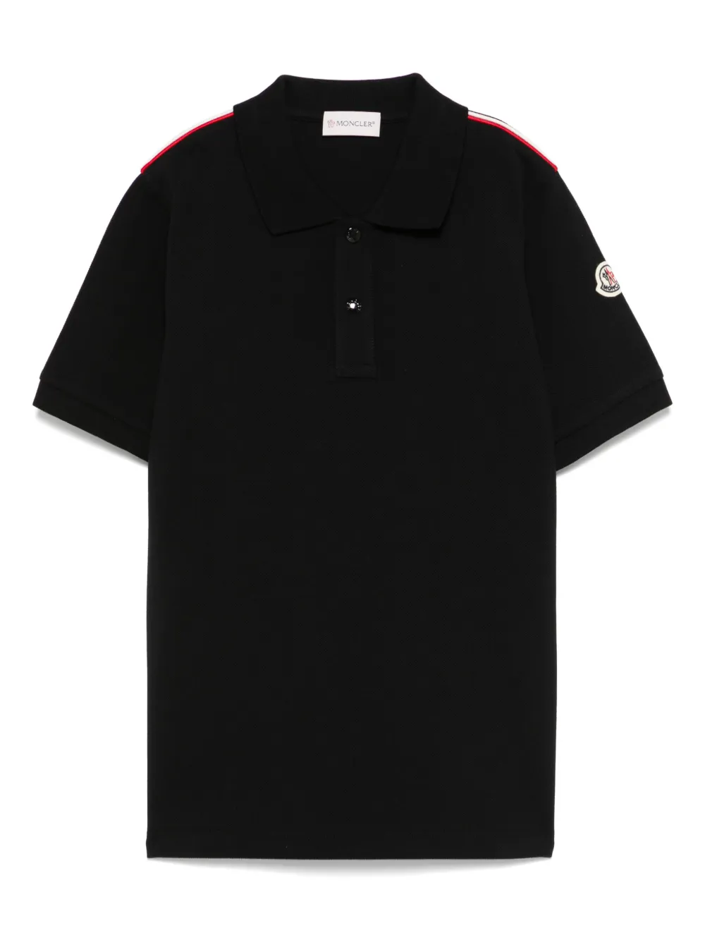 Moncler Enfant ストライプトリム ポロシャツ - ブラック Moncler Enfant ストライプトリム ポロシャツ - ブラック