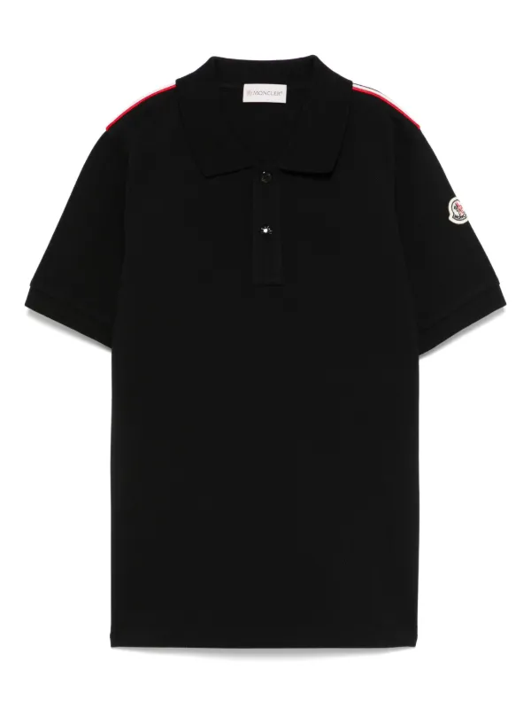 Moncler Enfant ストライプトリム ポロシャツ | ブラック | FARFETCH JP