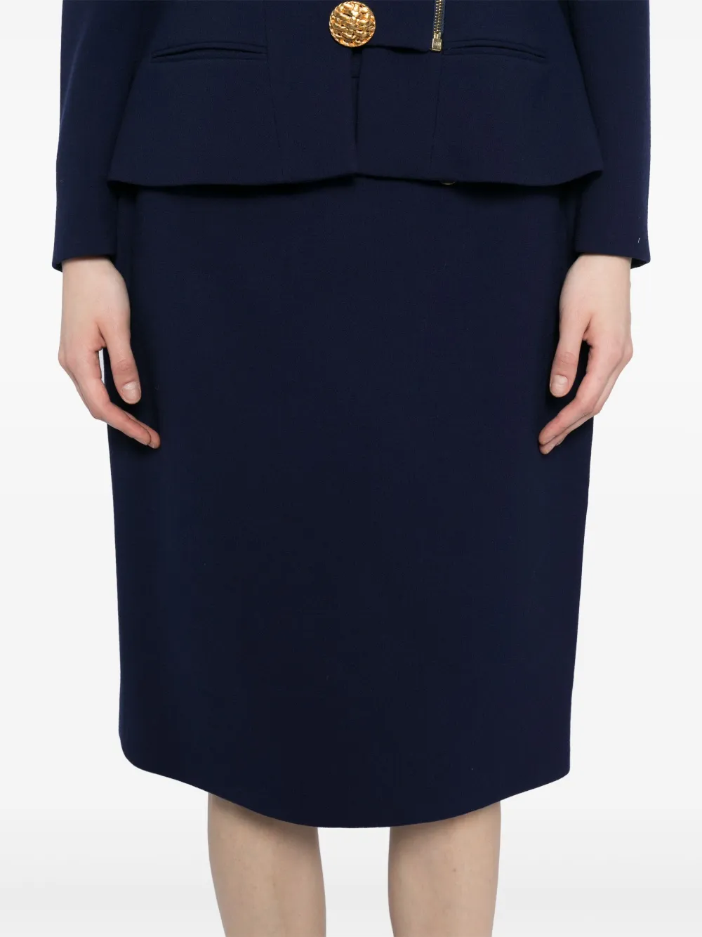 Pre-owned Chanel 1990-2000s Suit Jacket Skirt In Blue