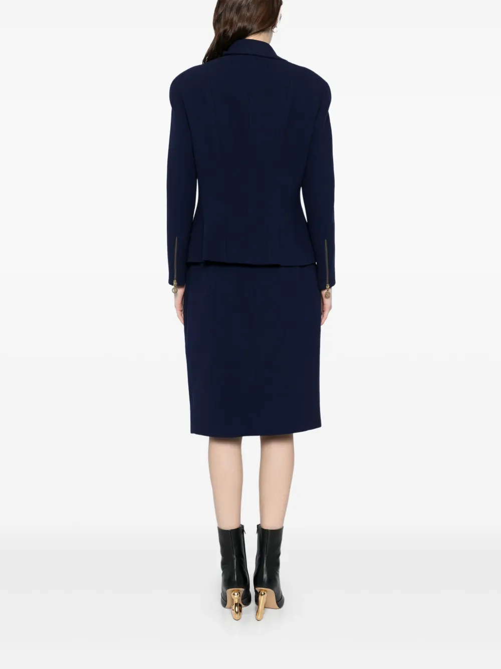 Pre-owned Chanel 1990-2000s Suit Jacket Skirt In Blue