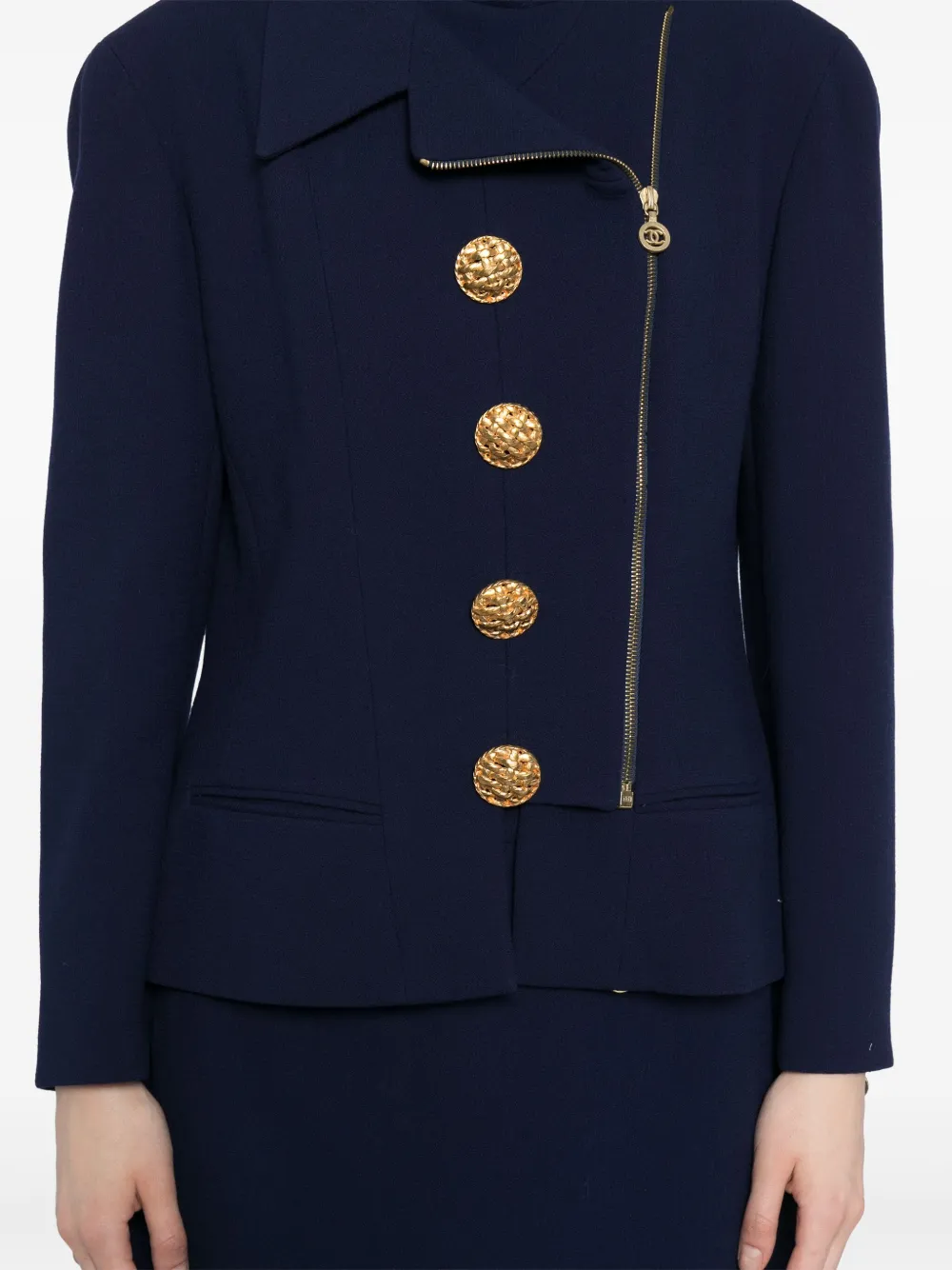 Pre-owned Chanel 1990-2000s Suit Jacket Skirt In Blue