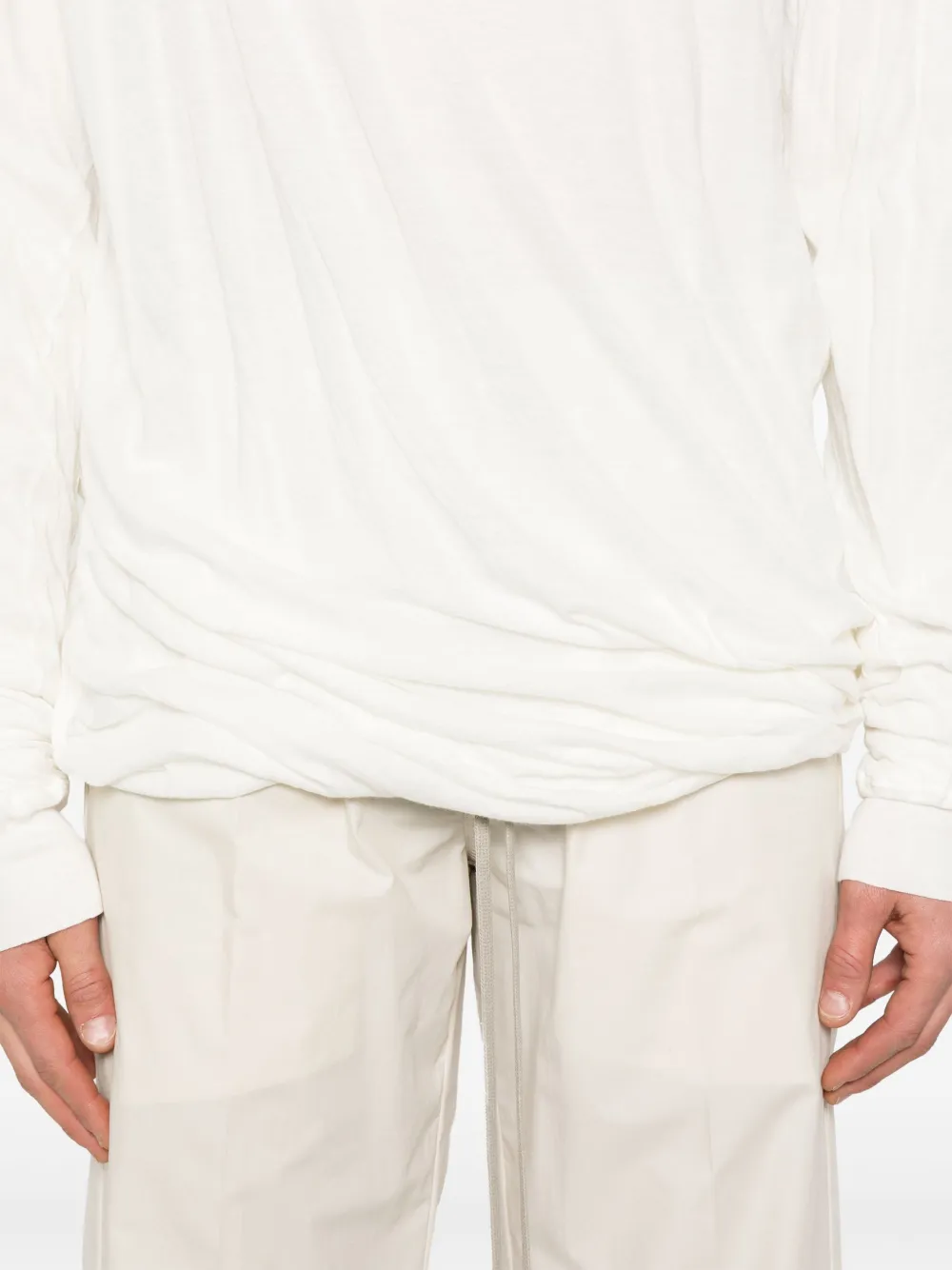 Rick Owens Plissé T-shirt Wit