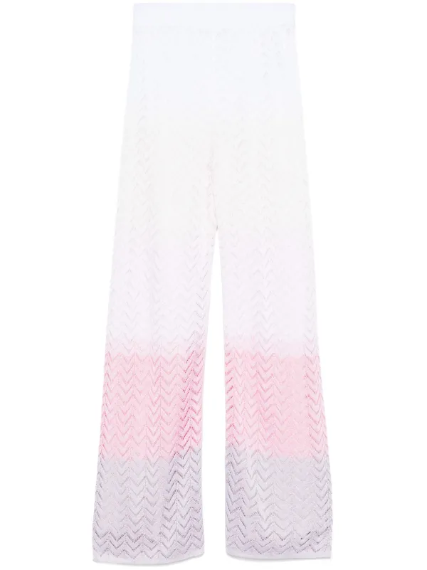 Missoni Chevron-knit Trousers in White