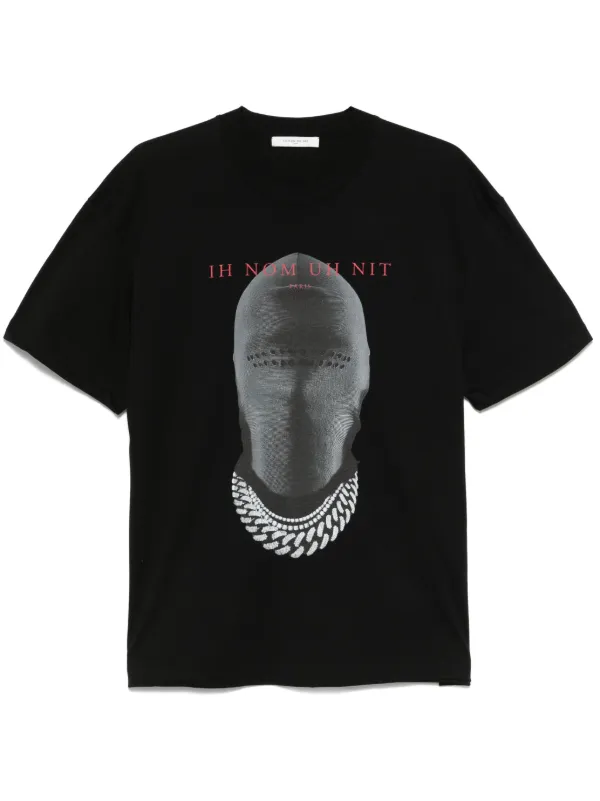 ★【IH NOM UH NIT】★MASK MARBLE EFFECT RELAXED FIT T BK★ Socially Distant T-shirt with Marble Mask | IH NOM UH NIT