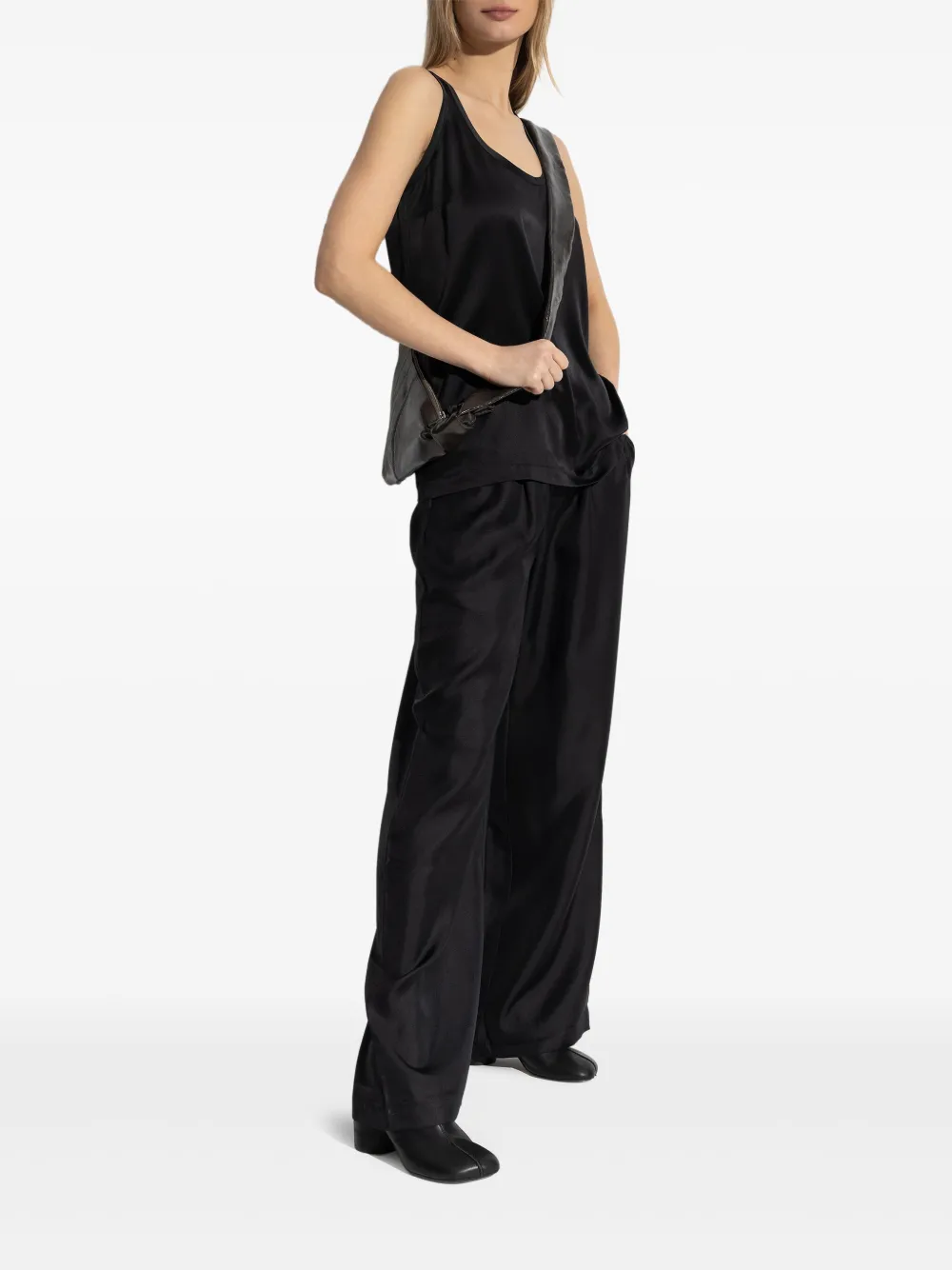 Lisa Yang silk track pants - Zwart