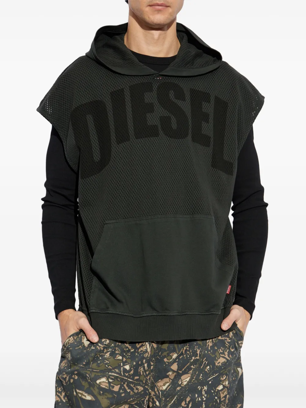 Diesel S-BOXT-SL-Mesh hoodie Zwart