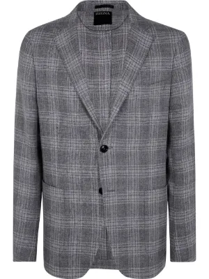 Zegna チェック シングルジャケット | ブルー | FARFETCH JP