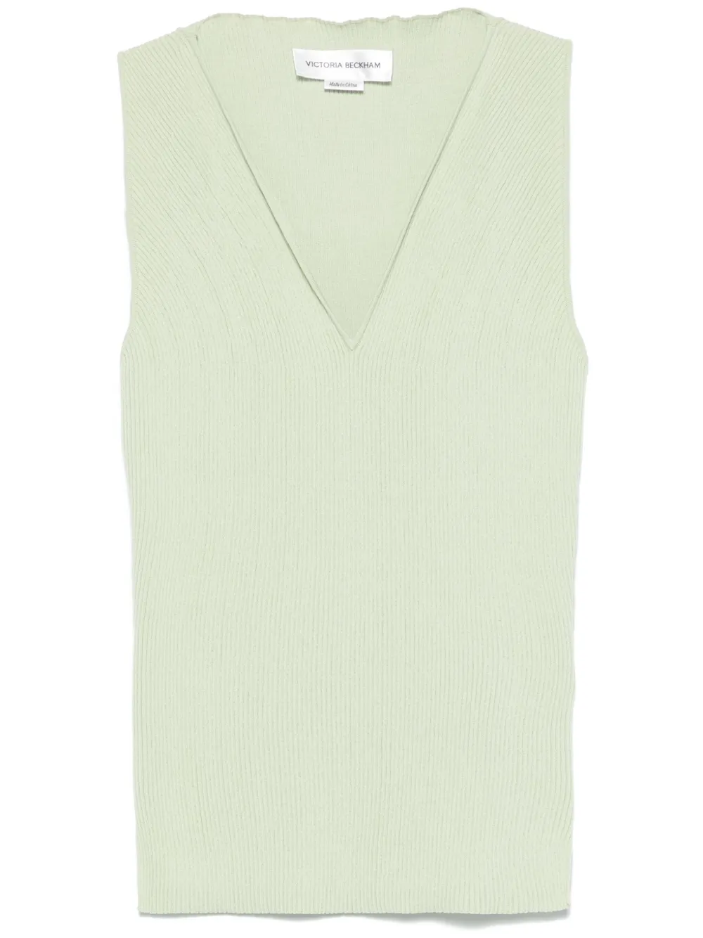 Victoria Beckham Tanktop met V-hals en geribbeld detail Groen