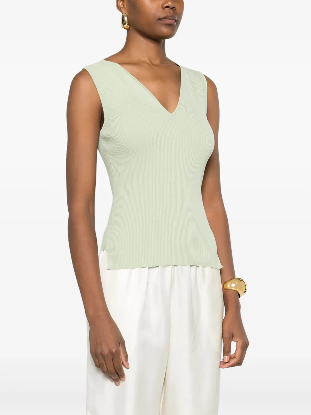 VICTORIA BECKHAM RIB-DETAIL V-NECK TANK TOP