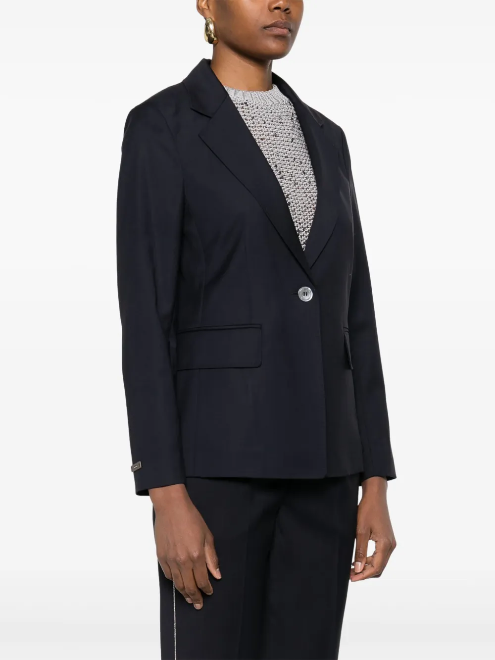Shop Peserico Virgin-wool Blazer In Blue