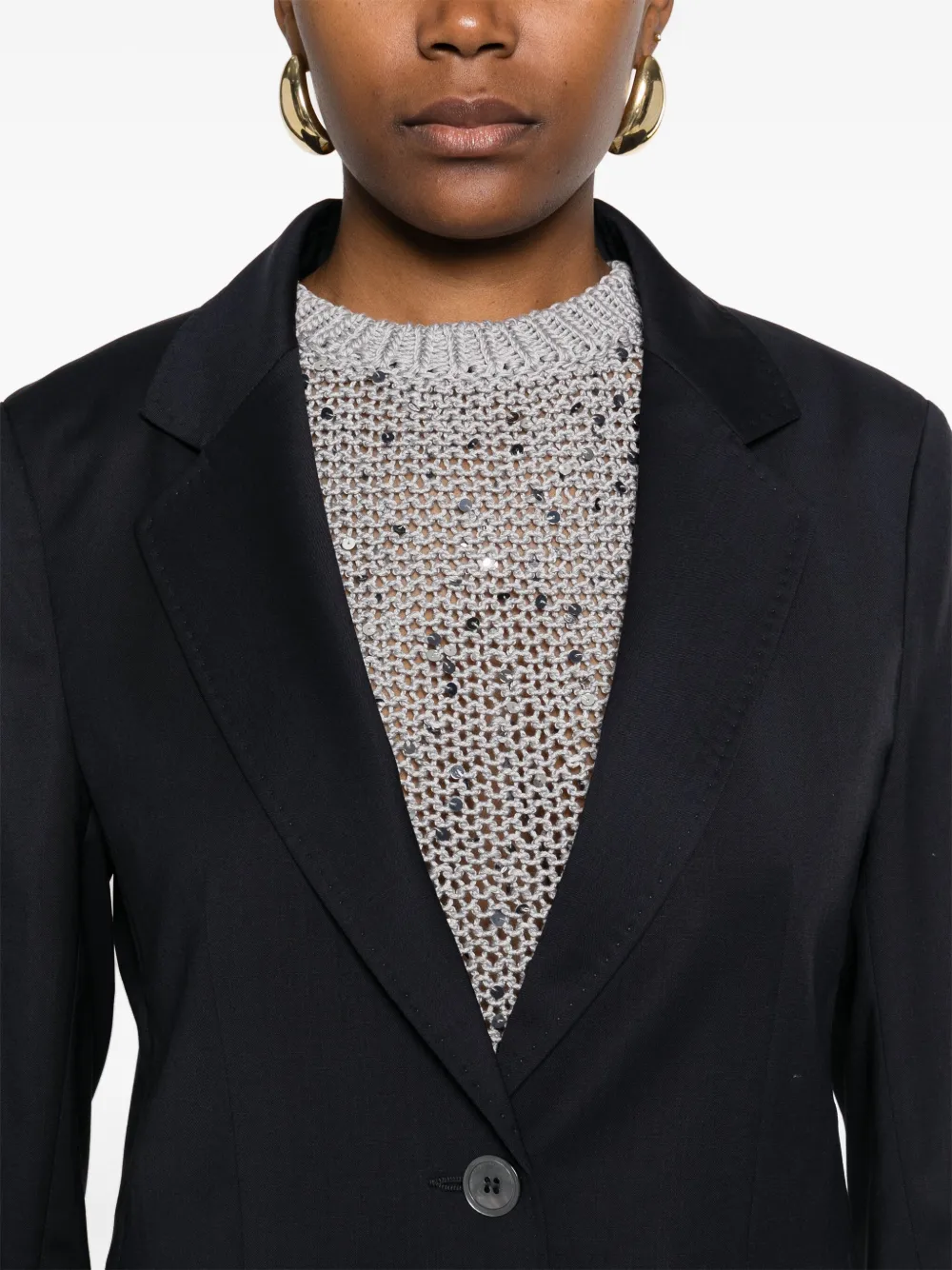 Shop Peserico Virgin-wool Blazer In Blue