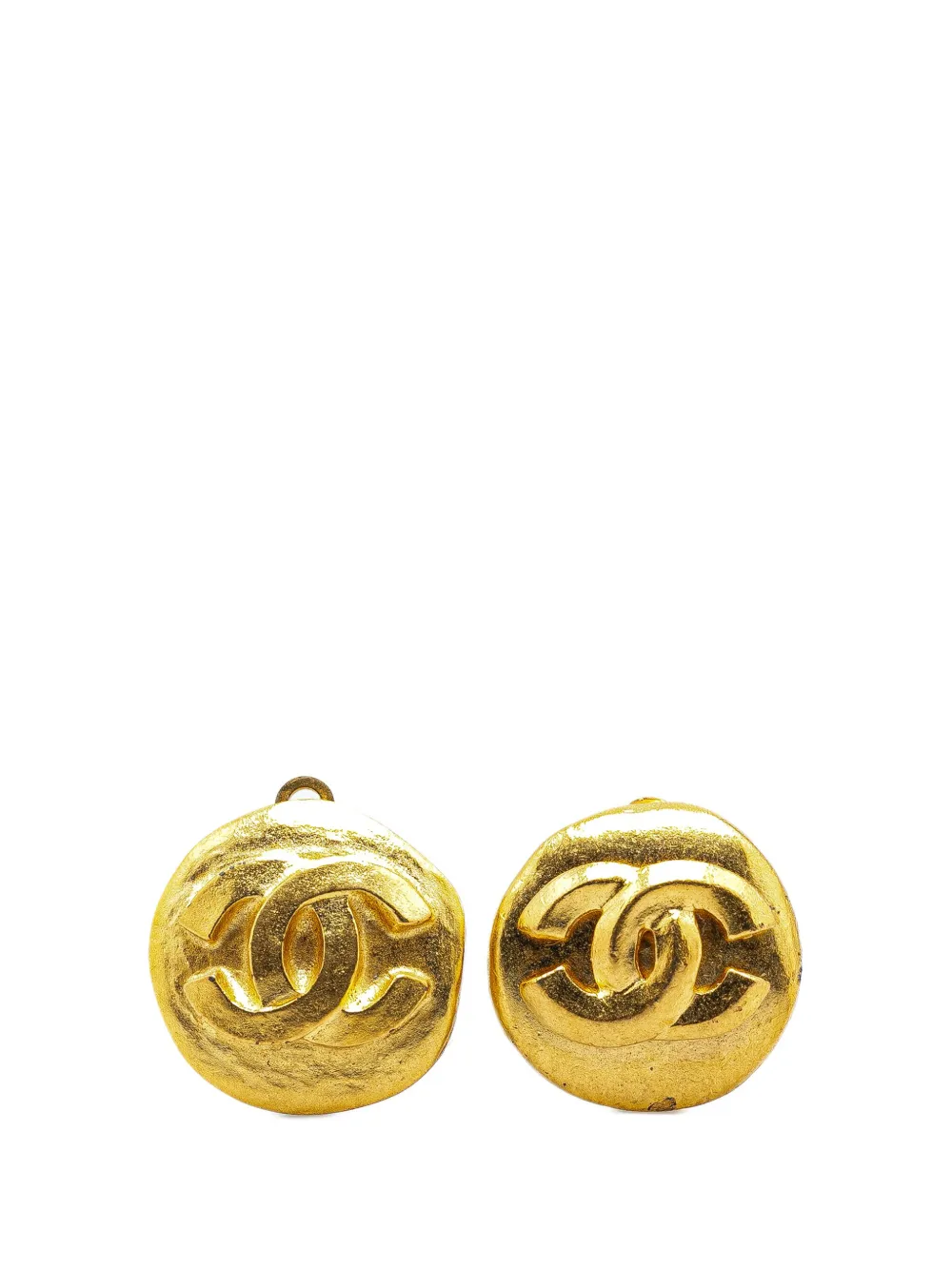 Pre-owned Chanel 1995 Gold Plated Cc Clip On Earrings Costume Earrings