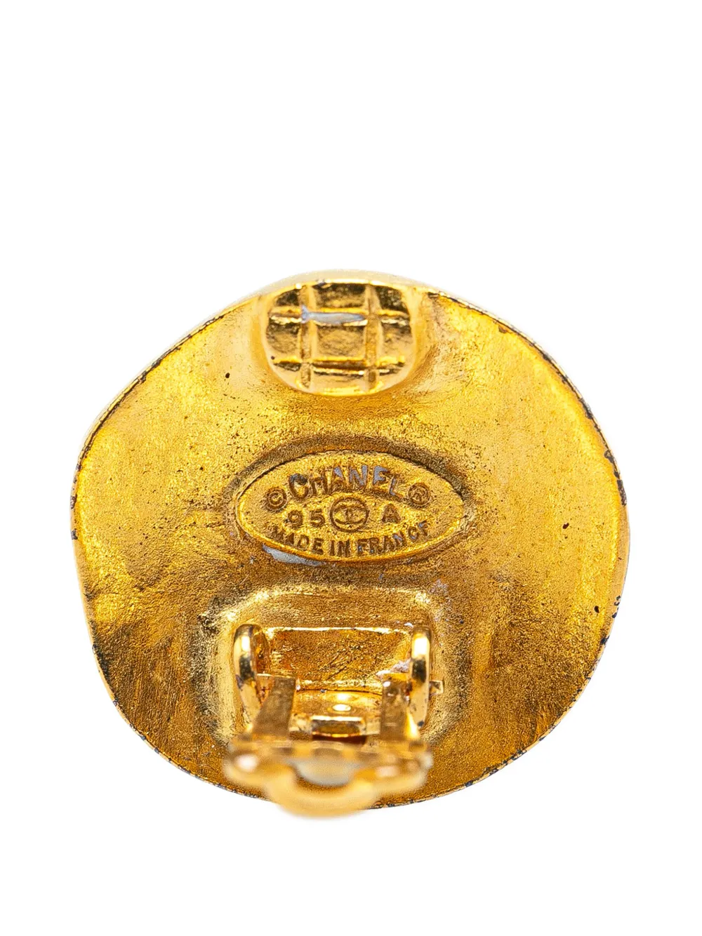 Pre-owned Chanel 1995 Gold Plated Cc Clip On Earrings Costume Earrings