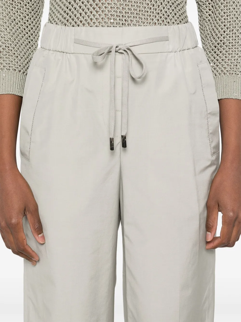 Shop Peserico Punto Luce-chain Straight-leg Trousers In Grey