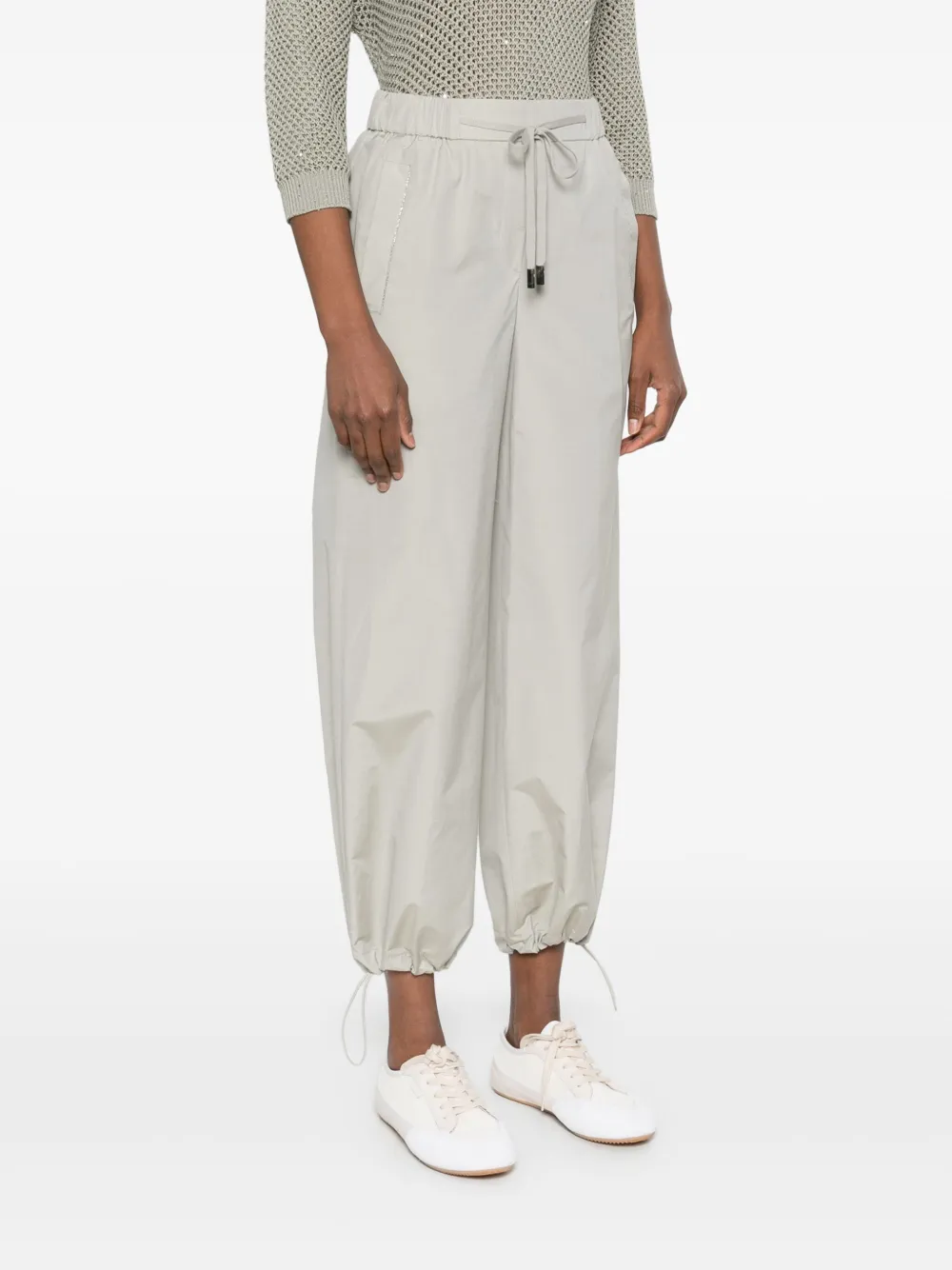 Shop Peserico Punto Luce-chain Straight-leg Trousers In Grey