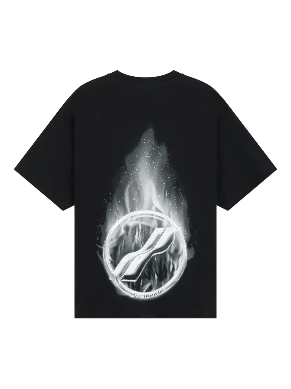 We11done Flame T-shirt met logo Zwart