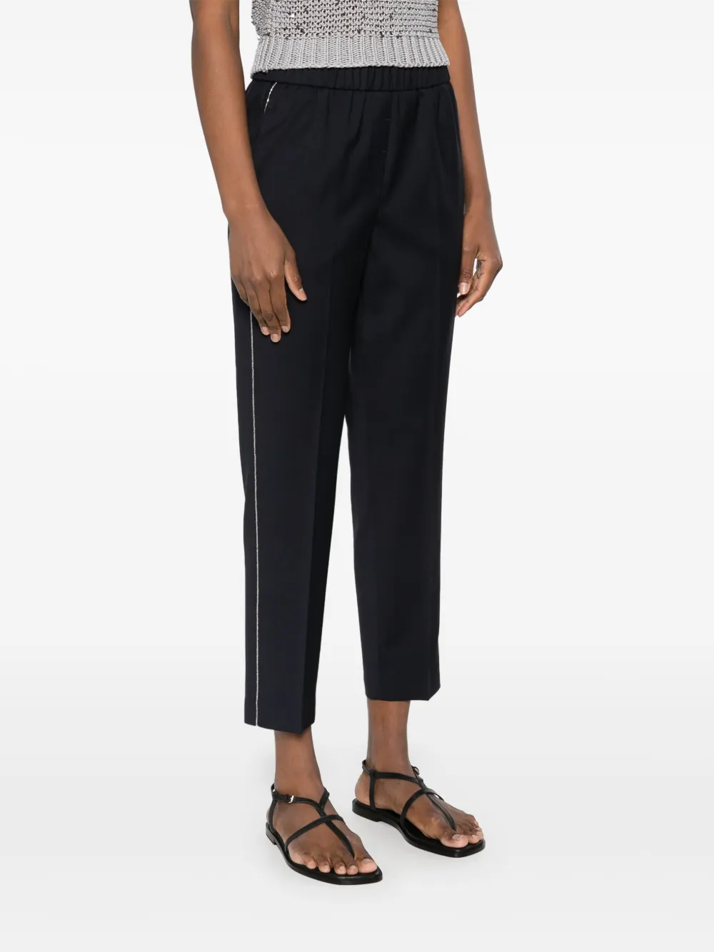 Peserico Broek met kralen afwerking Blauw