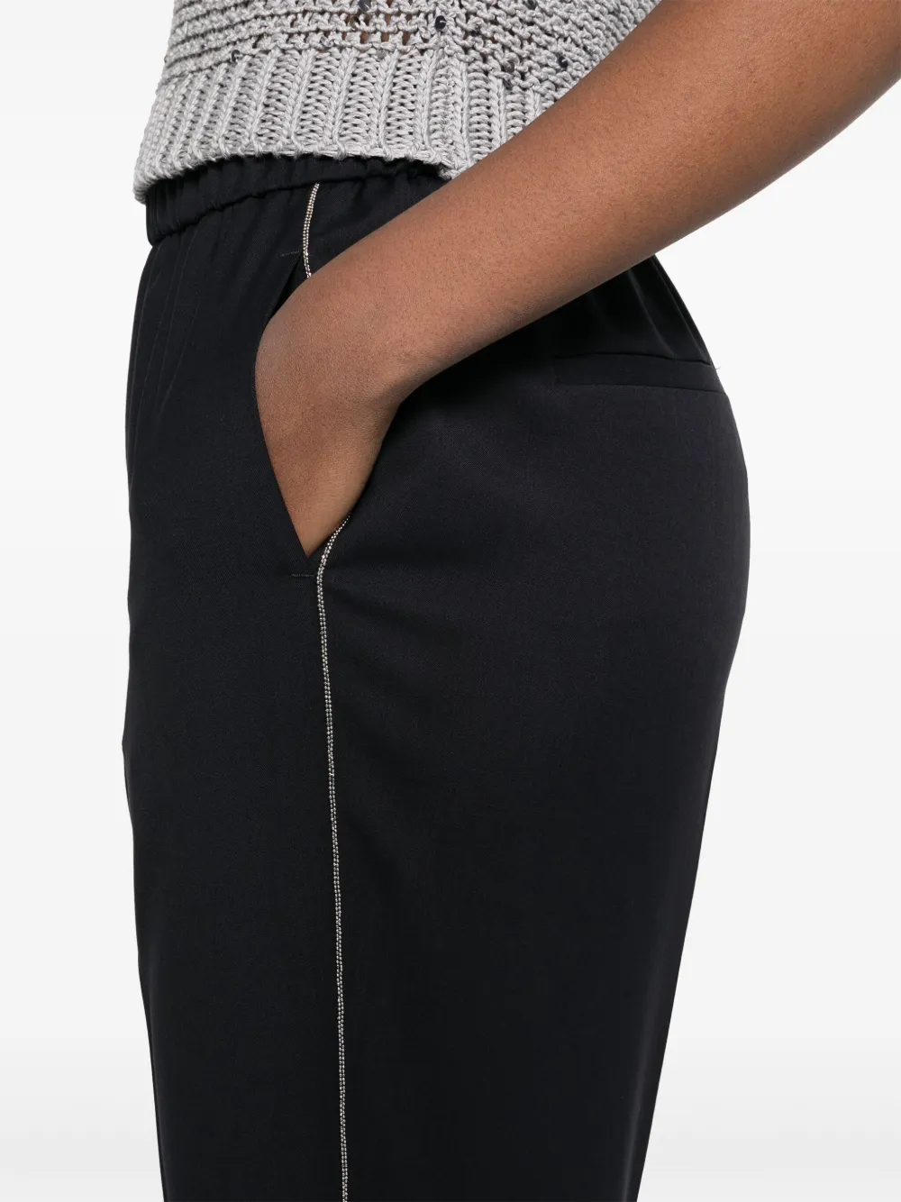 Peserico Broek met kralen afwerking Blauw