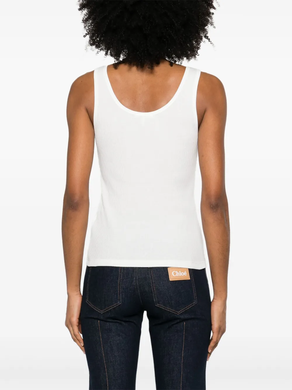 Shop Chloé Jersey Tank Top In White