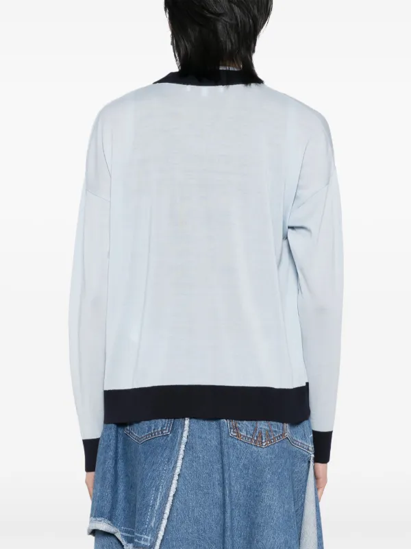 Maison Kitsuné Baby Fox Patch bi-colour Cardigan | Blue | FARFETCH