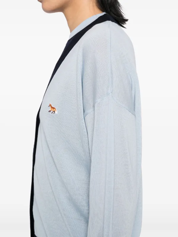 Maison Kitsuné Baby Fox Patch bi-colour Cardigan | Blue | FARFETCH