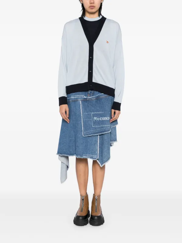 Maison Kitsuné Baby Fox Patch bi-colour Cardigan | Blue | FARFETCH