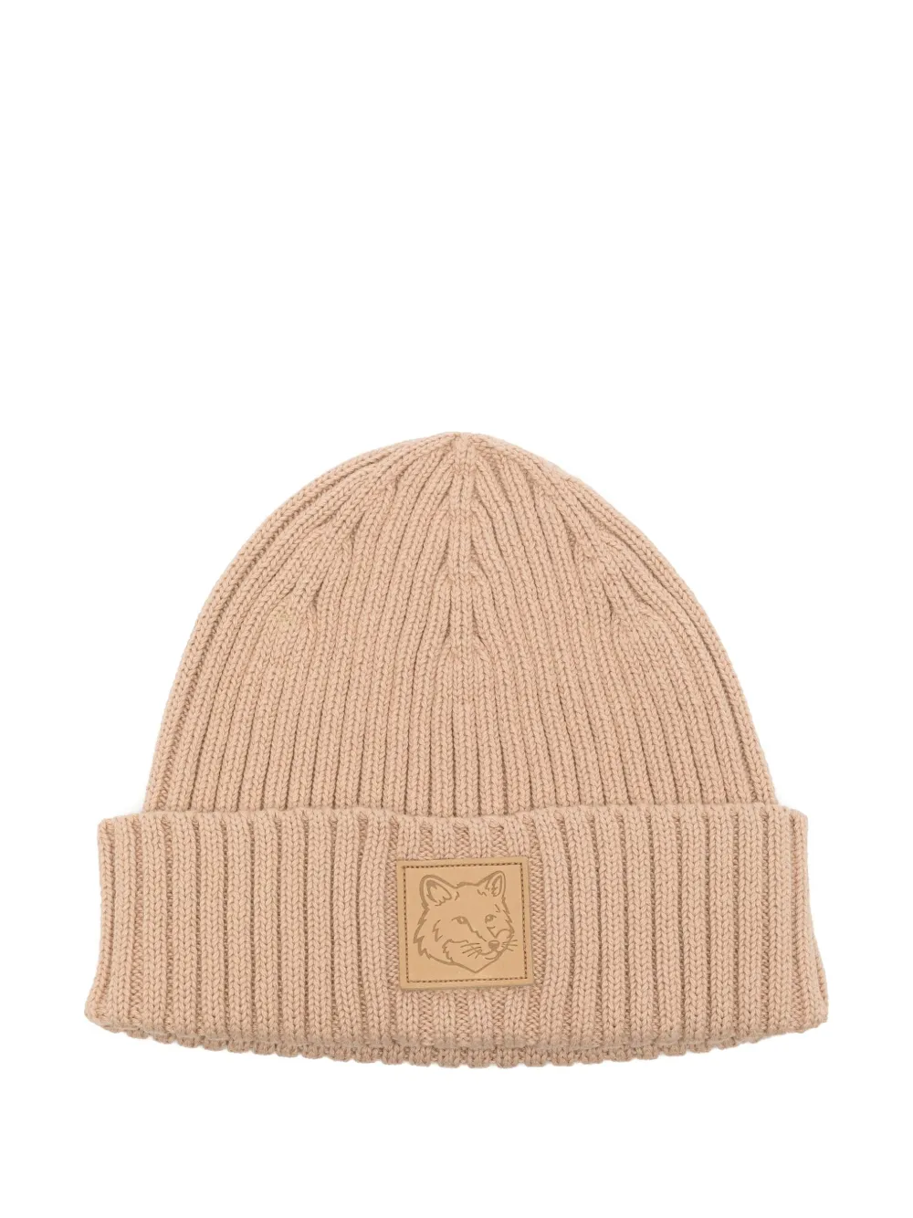 Maison Kitsuné bold-fox-head leather patch beanie