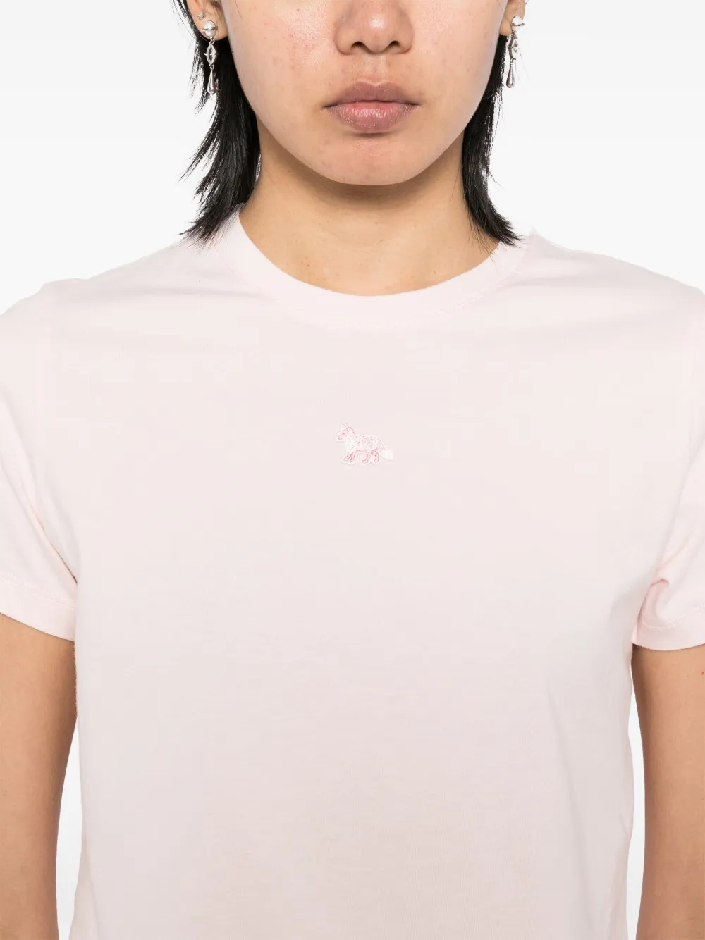 Maison Kitsuné Baby Fox T-shirt met patch Roze