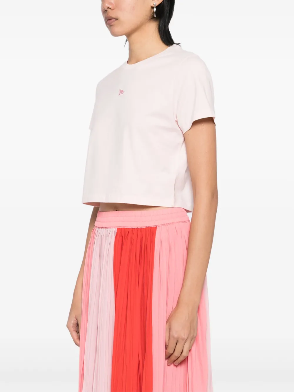 Maison Kitsuné Baby Fox T-shirt met patch Roze