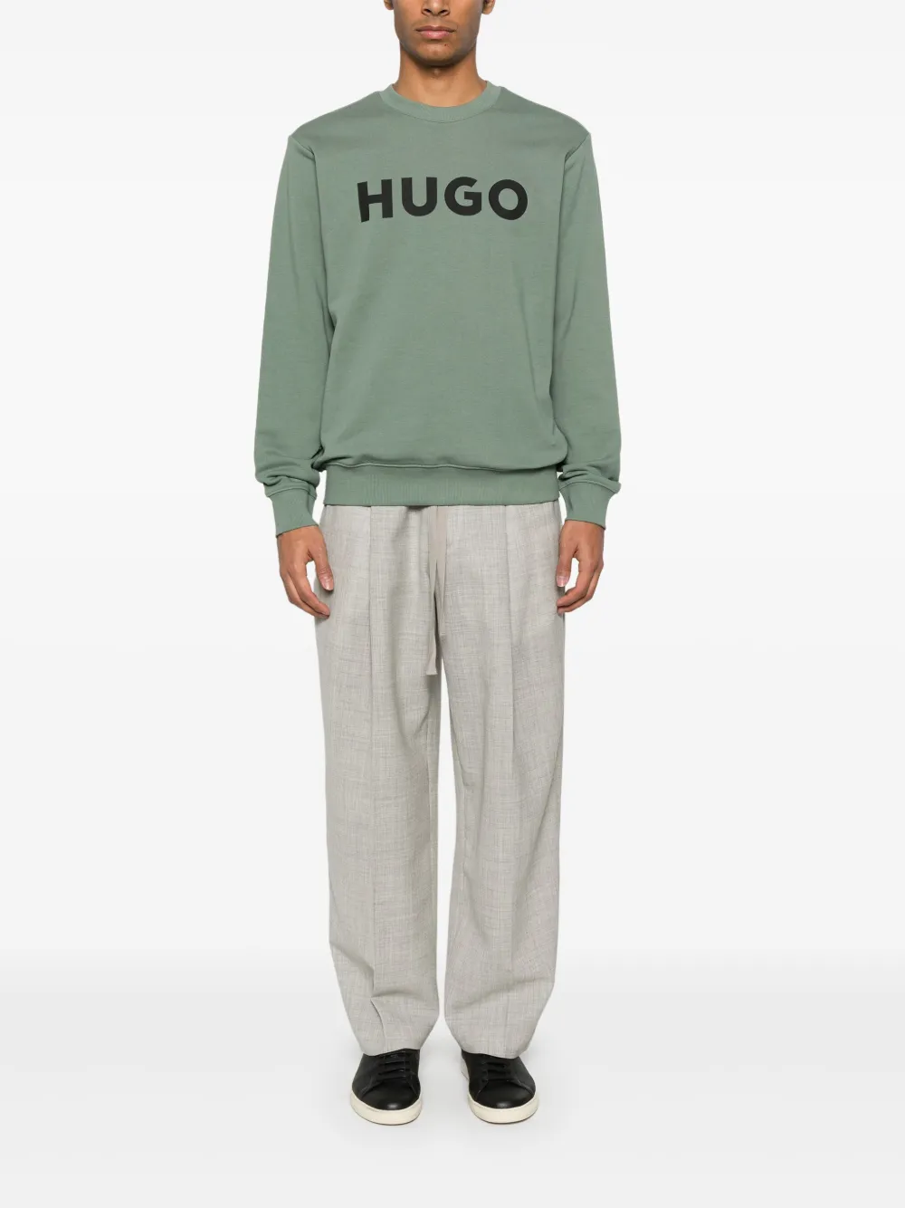 HUGO Sweater met logoprint - Groen