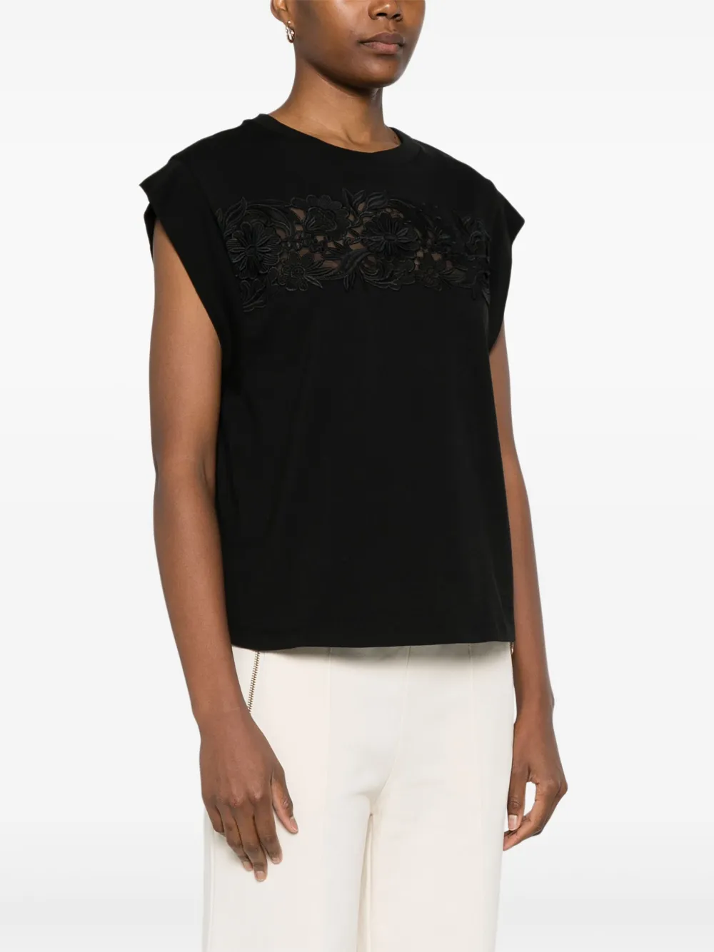 TWINSET T-shirt met bloemenapplicatie Zwart