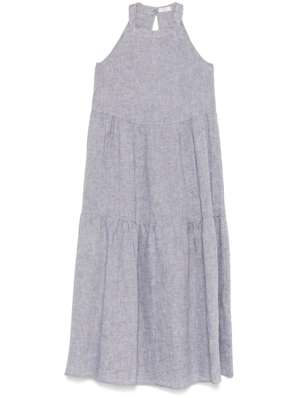 Shop Peserico Tiered Midi Dress In Grey