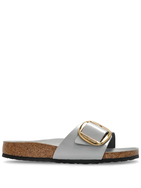 Birkenstock Madrid Big Buckle Slides Grey FARFETCH IN