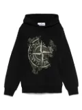 Stone Island Junior Compass-print hoodie - Black